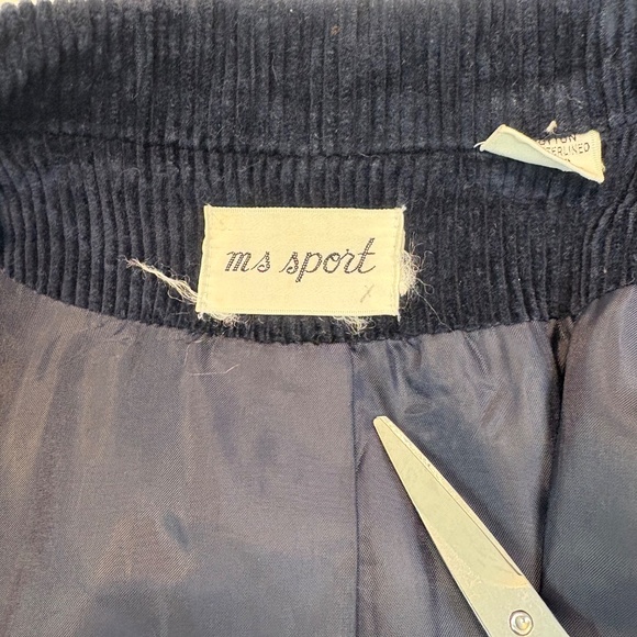 Vintage Preppy Minimalist Wide Wale Corduroy Navy Blazer Women’s M 80s Classic - Picture 6 of 12